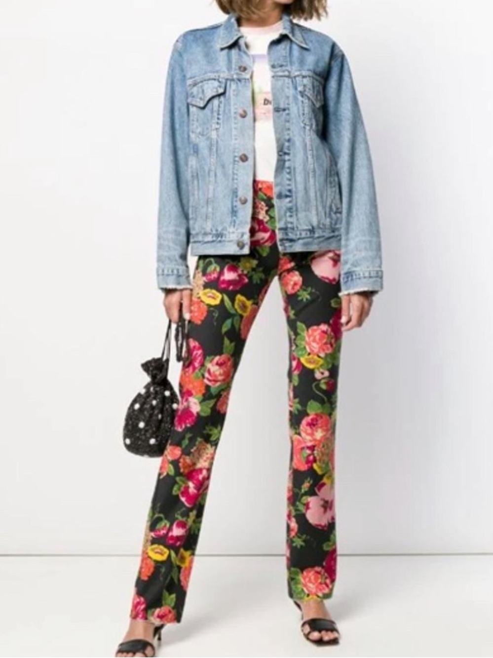 Junya Watanabe Floral Waistband Pants - Black, Pink & Green